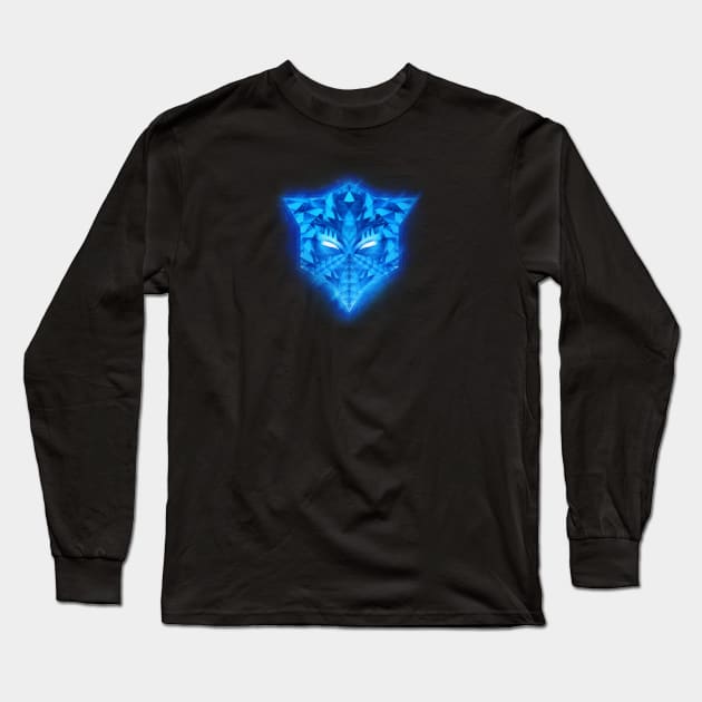 Sub Zero Transformers Wolf Mask - Low Poly Pattern in Deep Ice Blue Long Sleeve T-Shirt by badbugs